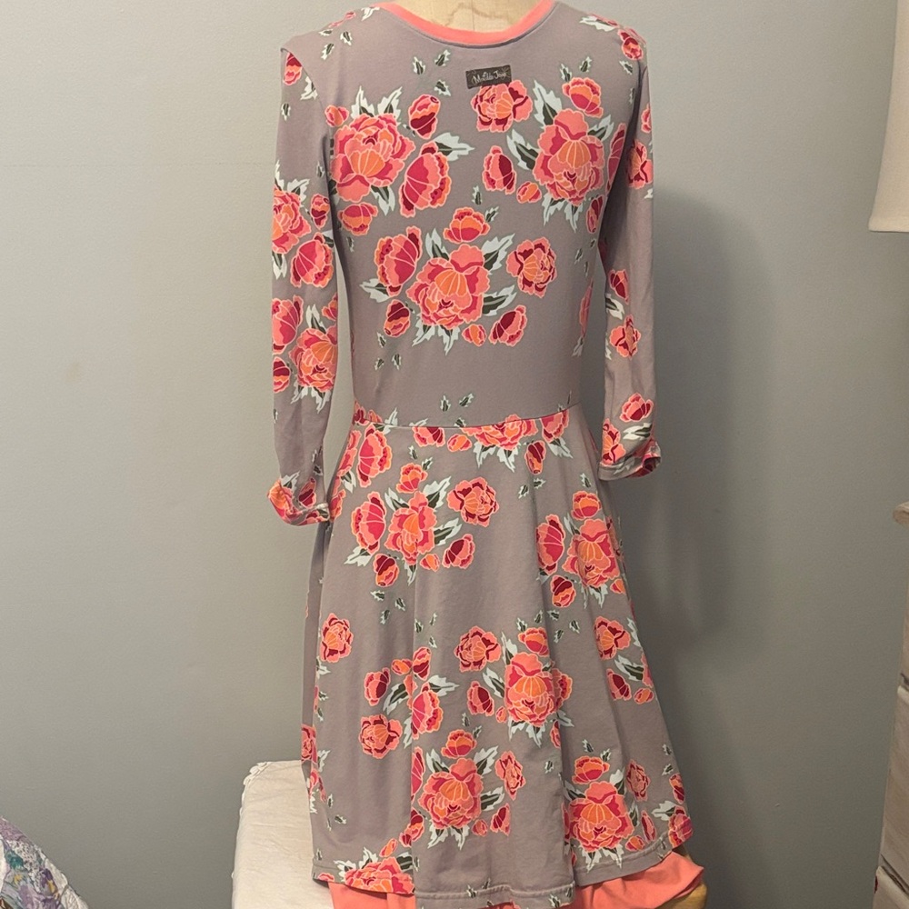 Matilda Jane Gray Dress with Pink Floral Design- Small - Picture 5 of 9